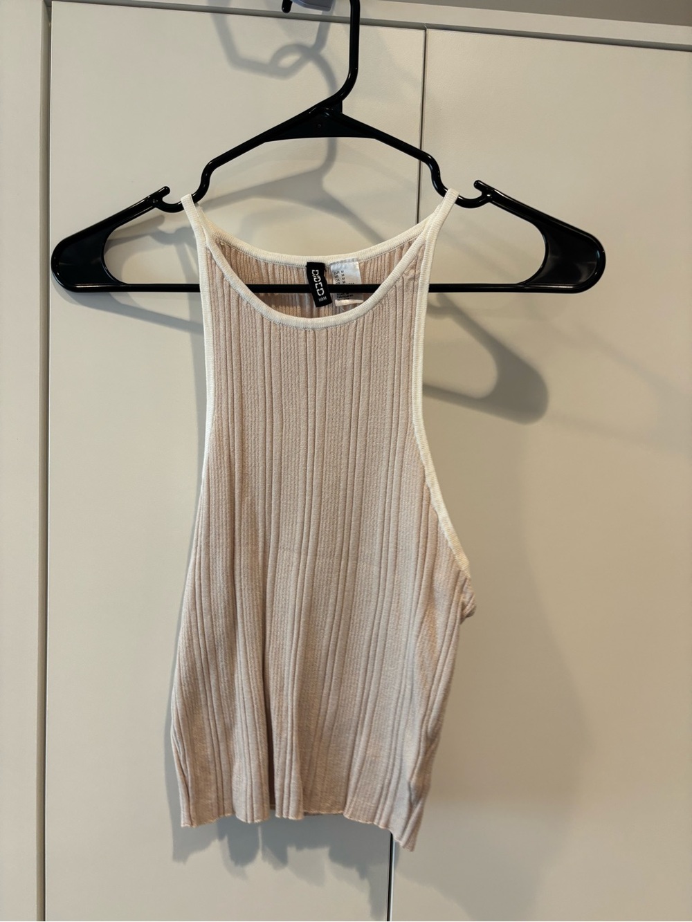 Ribbed Cream Halter Tank Top